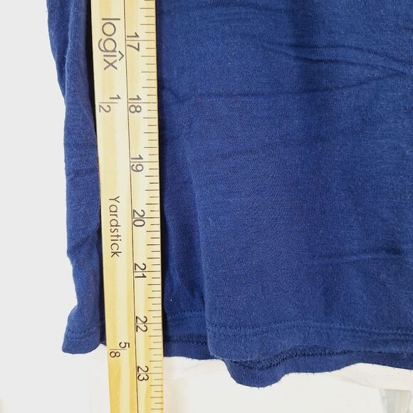 Rock & Republic Navy Blue Off-the-shoulder Peekaboo Short Sleeve Shirt Top Sz M - Picture 10 of 11